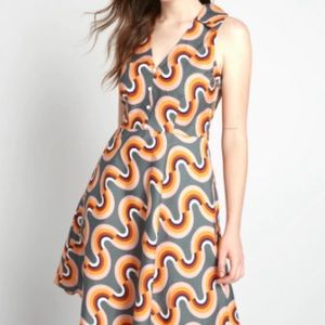 Modcloth Retro Sleeveless Rainbow Dress 12